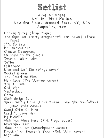 PLAYLIST: Guns N Roses @ New Era Field 21 Screen Shot 2017 08 17 at 3.07.25 PM 1
