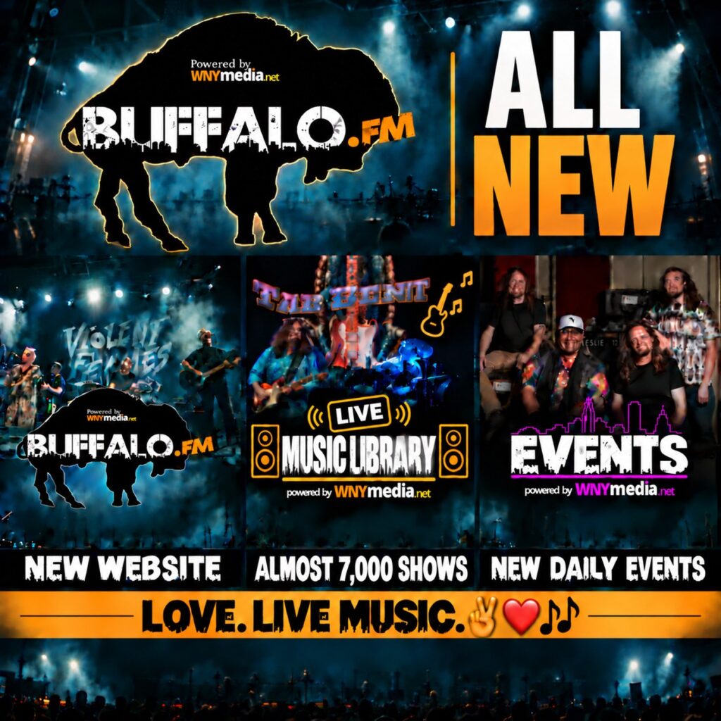 We’ve been a little lax with our social posts over the last couple of weeks, but trust us, we have a good reason. 🎶

We've finally given our website at https://Buffalo.fm the much-needed love it needed!!! 🎶

The biggest update? Our music archive is finally out of the closet and online! 

🎧 New Music Library!  

 Listen and explore our complete collection of almost 7,000 (and counting) local shows from our live archives, Nugs.net, Internet Archive, and some of your favorite YouTube tapers. 

Got recordings you’d love to add? Let us know and we’ll help you get them into the archive!

📅 New Daily Event Calendar!!  
I know... but so far, this one is filled daily with great music and best of all...it actually works!! 

🌐 An Updated Website!!!
Dive into live videos, concert photos, audio recordings, and local music news all in one place!

Still a few things being fine-tuned, but for now, go break it and let us know what you think!

✌️❤️ 🎶